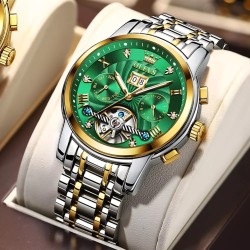 OLEVS 9910 Automatic Mechanical Tourbillon Self-Wind Luminous Mens Watch