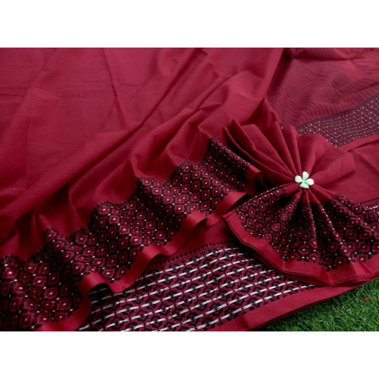 Premium Maroon Tangail Saree Premium Maroon Tangail Saree